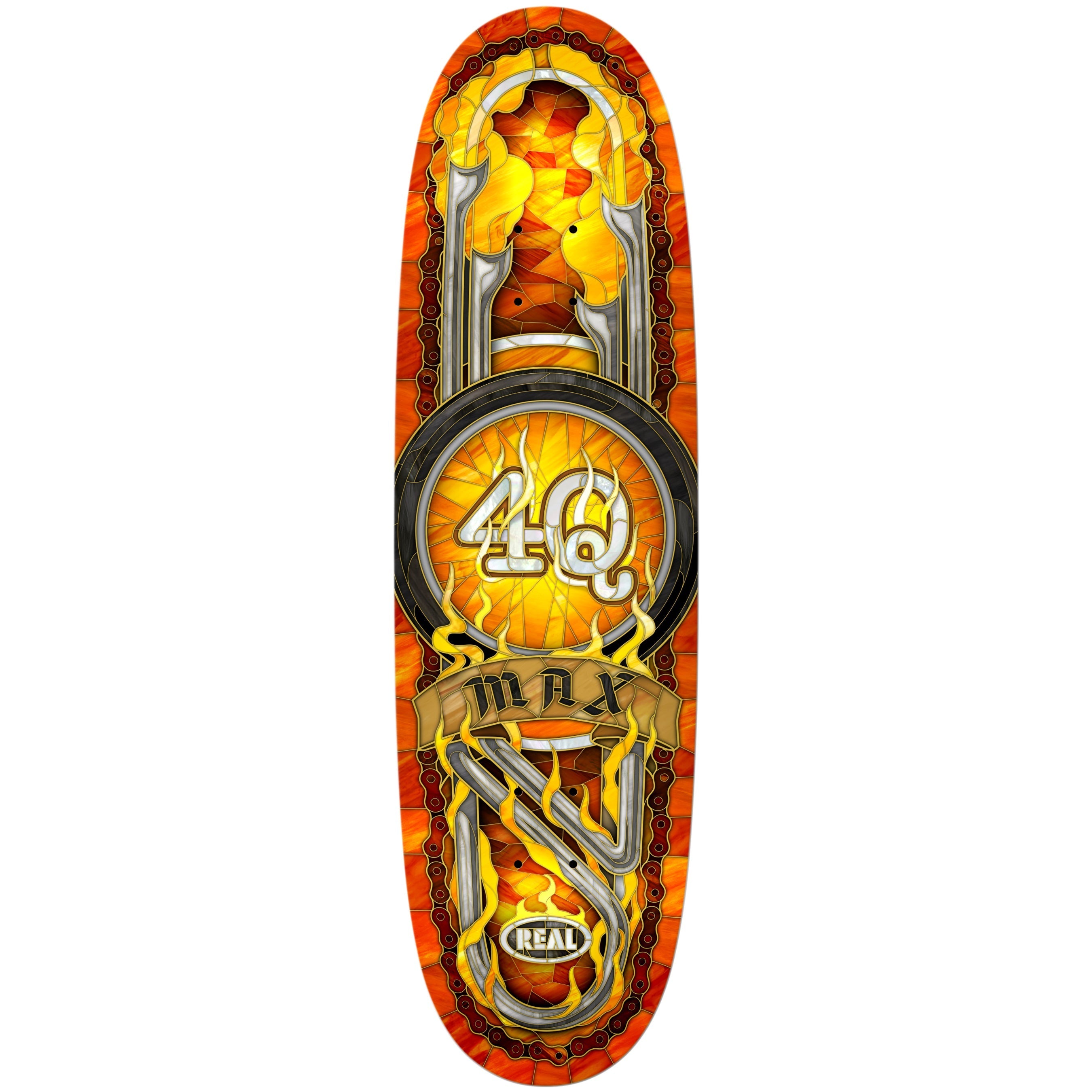 Real Skateboard Deck Max Schaaf 4Q Cathedral Egg 9.1" x 32"