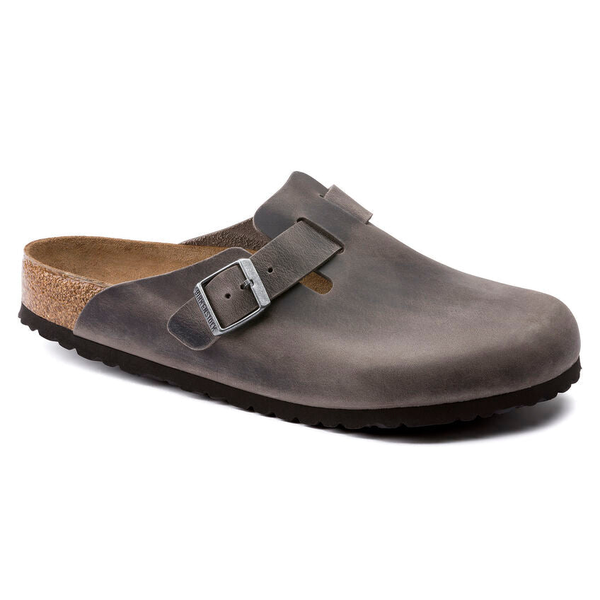 Unisex Boston Soft Footbed Oiled Leather  Iron Medium/Narrow