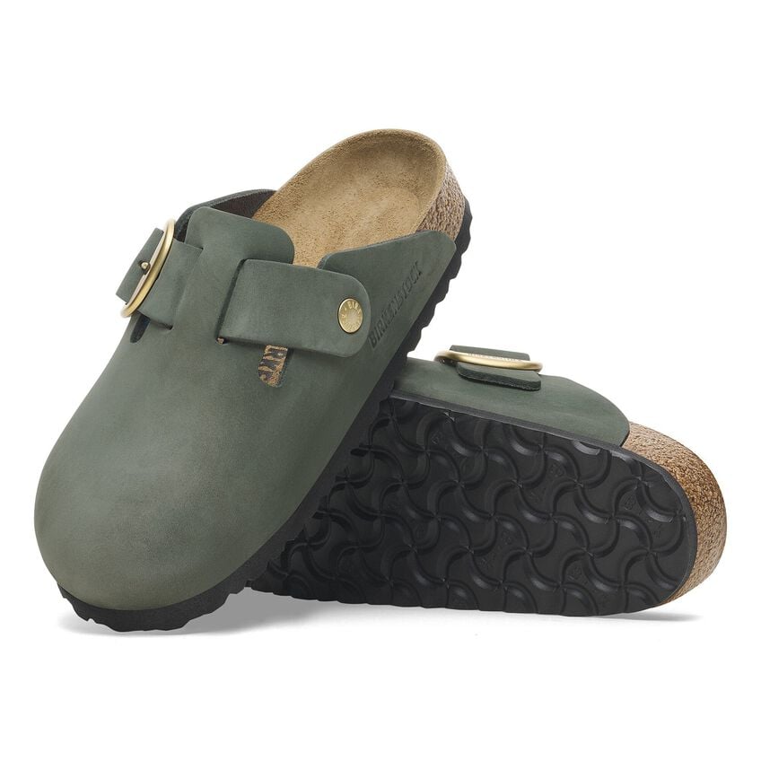 Women's Boston Big Buckle Nubuck Leather Thyme Medium/Narrow