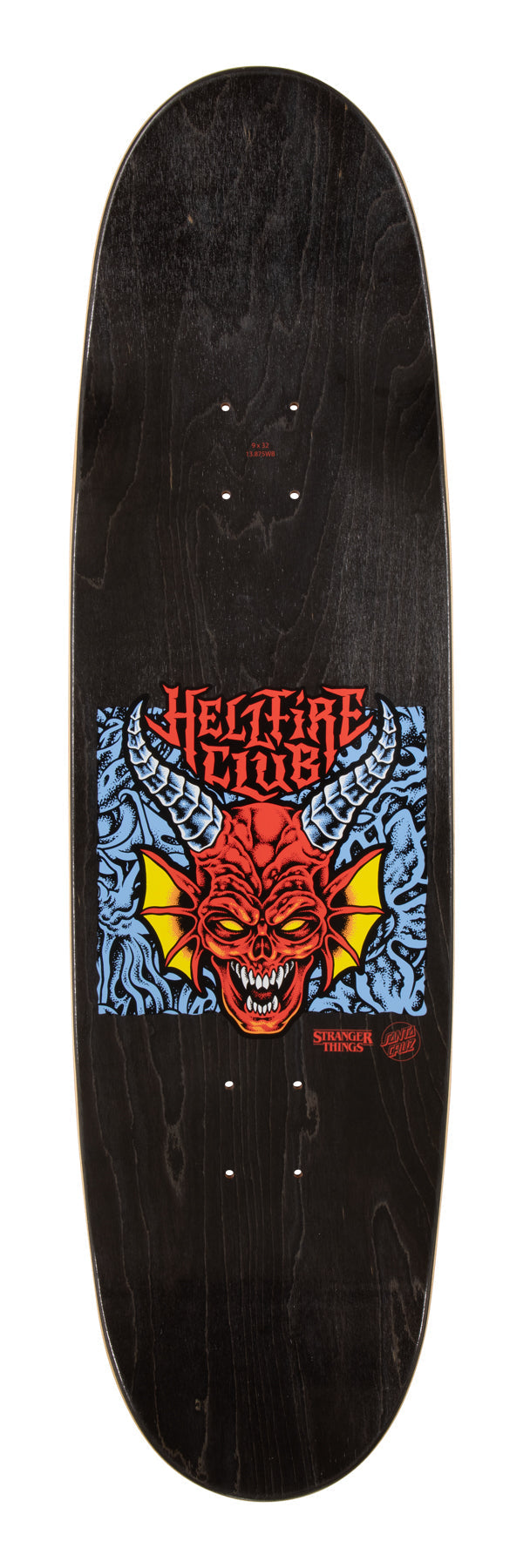 Santa Cruz x Stranger Things Skateboard Deck Hellfire Club Flames 9.0" x 32"