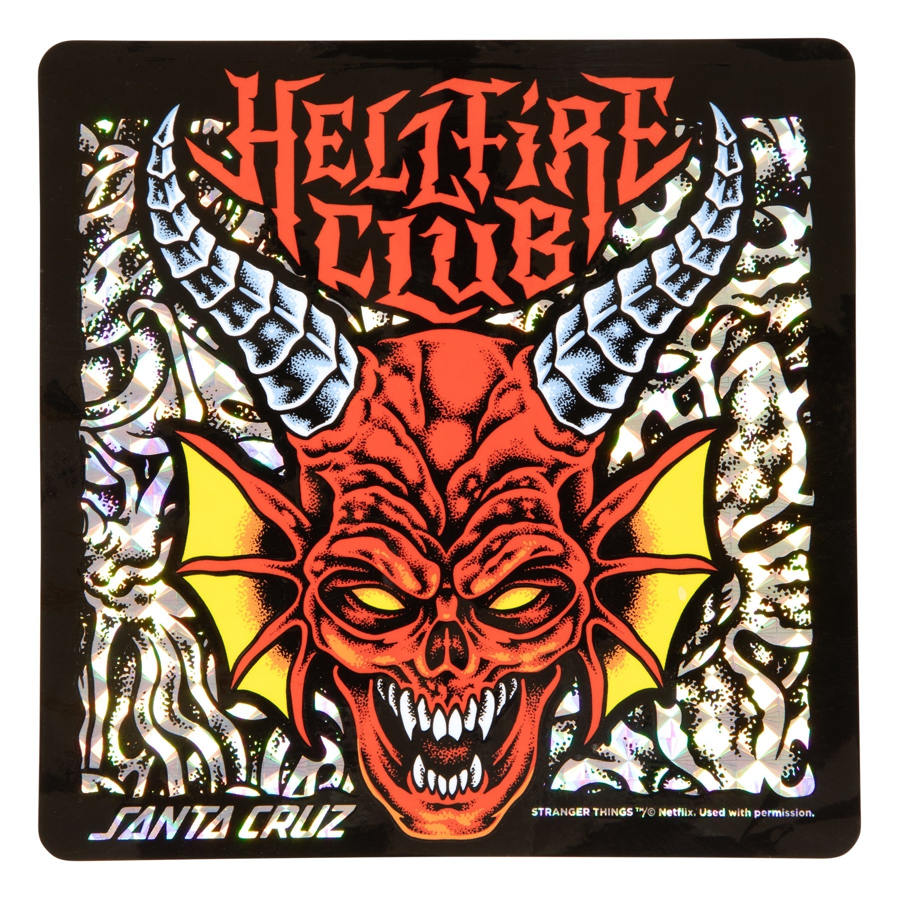 Santa Cruz x Stranger Things Skateboard Deck Hellfire Club Flames 9.0" x 32"