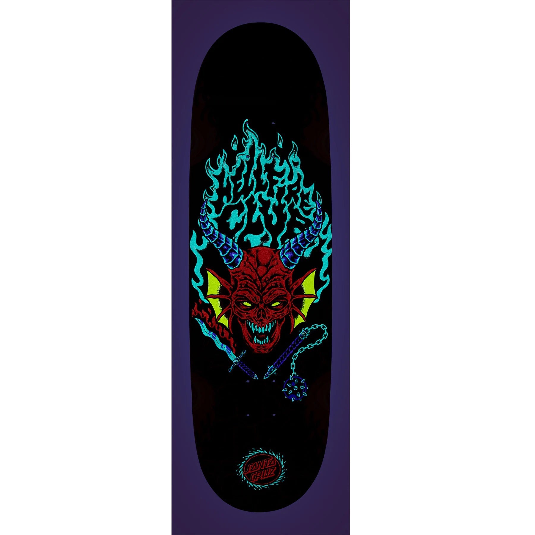 Santa Cruz x Stranger Things Hellfire Club Flames Skateboard Deck - 9″