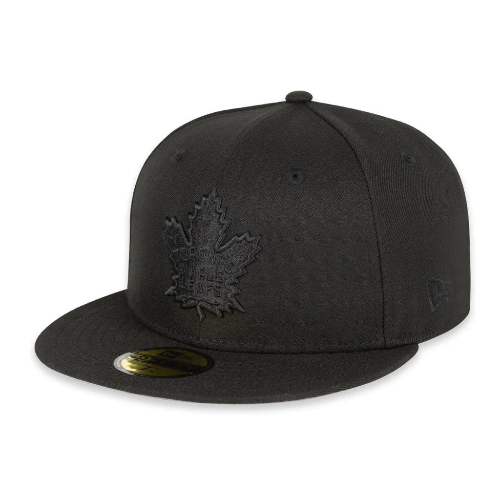 Toronto Maple Leafs NHL New Era Men's Black on Black 59Fifty Fitted Hat