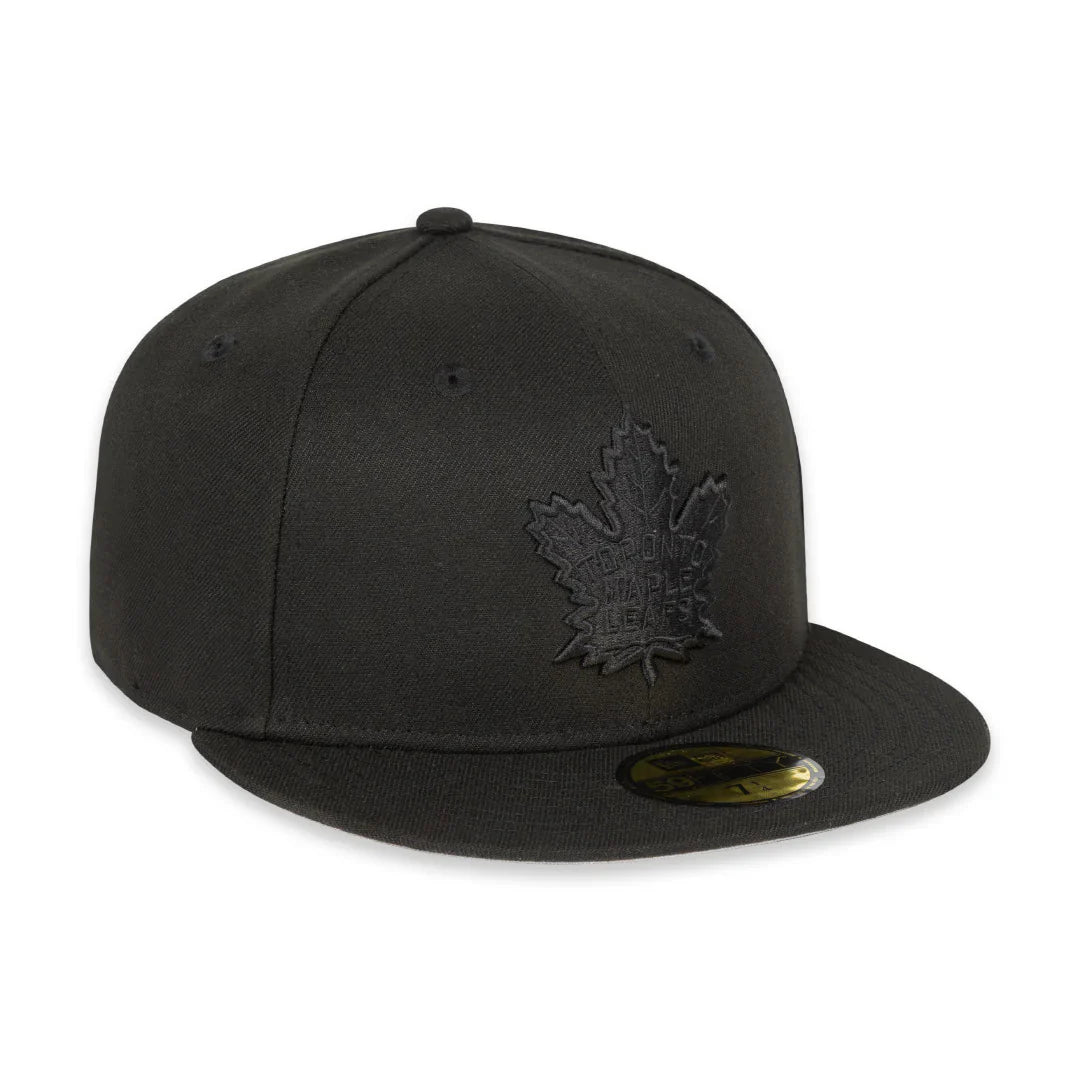 Toronto Maple Leafs NHL New Era Men's Black on Black 59Fifty Fitted Hat