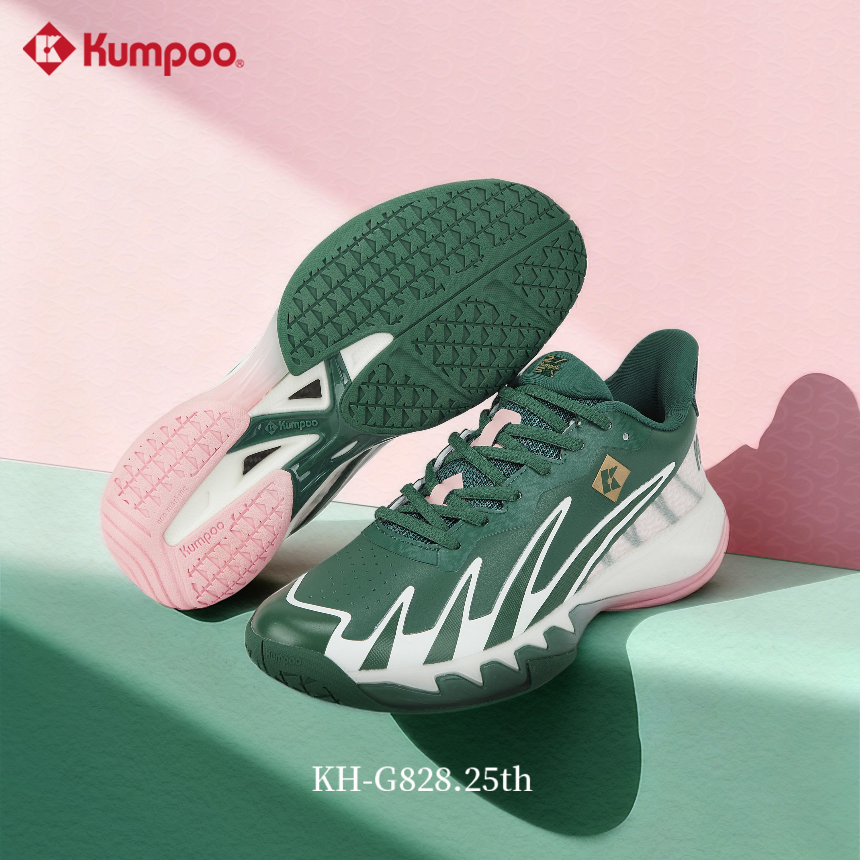 Kumpoo Badminton Shoe- KH-G828 25th(Green/Pink)