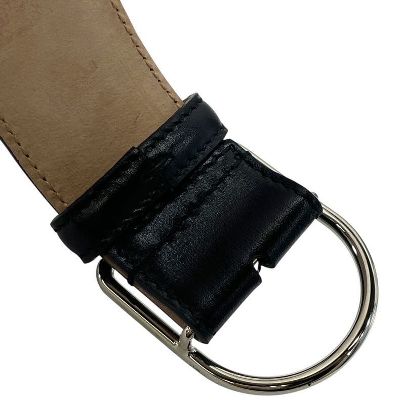 Dior D Logo Buckle Belt Black Silver