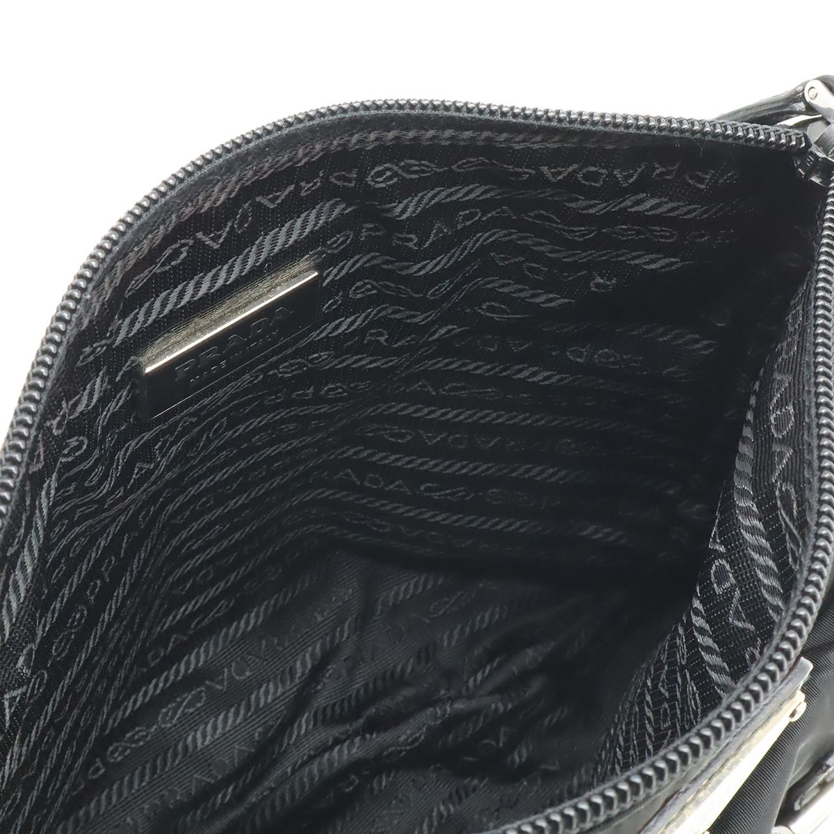Prada Triangle Logo Belt Bag Waist Pouch Bag Nylon Leather Nero Black Silver