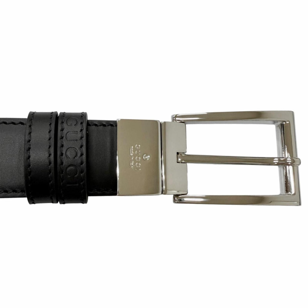 Gucci Leather GG Supreme Canvas Square Buckle Reversible Belt Black 90 36