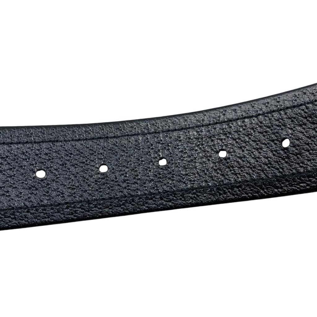 Gucci Belt Jumbo GG Nylon Leather Black Silver