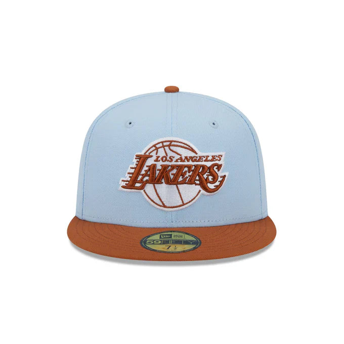 New Era Los Angeles Lakers Color Pack 59FIFTY Fitted Hat-Light Blue/Rust Orange