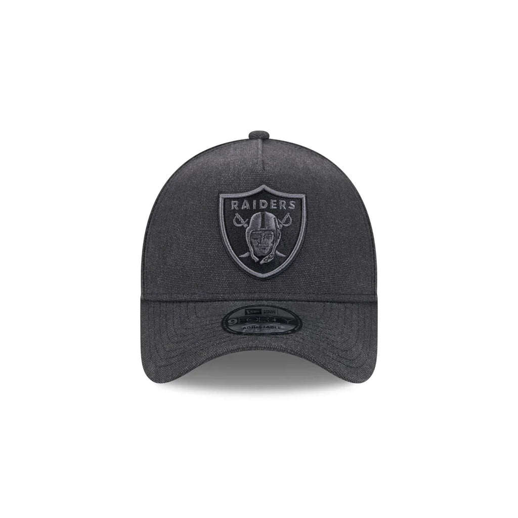 New Era Las Vegas Raiders Logo Essentials A Frame 9FORTY Adjustable Hat-Charcoal Black