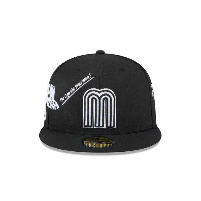 New Era Mexico Anniversary Logos  59FIFTY Fitted Hat-Black/White