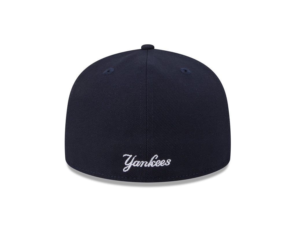 New York Yankees MLB New Era Men's Dark Navy 59Fifty Overlap Scipt Fitted Hat