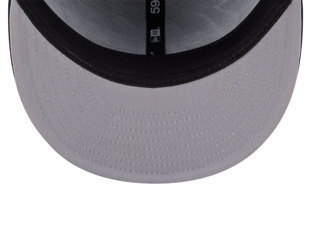 New York Yankees MLB New Era Men's Dark Navy 59Fifty Overlap Scipt Fitted Hat