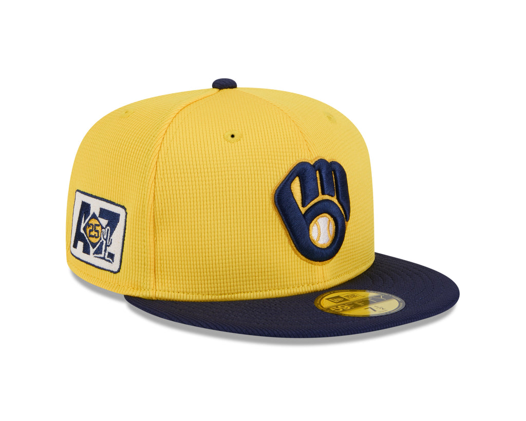 Milwaukee Brewers MLB New Era Men's Yellow/Navy 59Fifty 2025 Spring Training Fitted Hat
