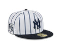 New York Yankees MLB New Era Men's White/Navy 59Fifty 2025 Spring Training Pinstripe Fitted Hat