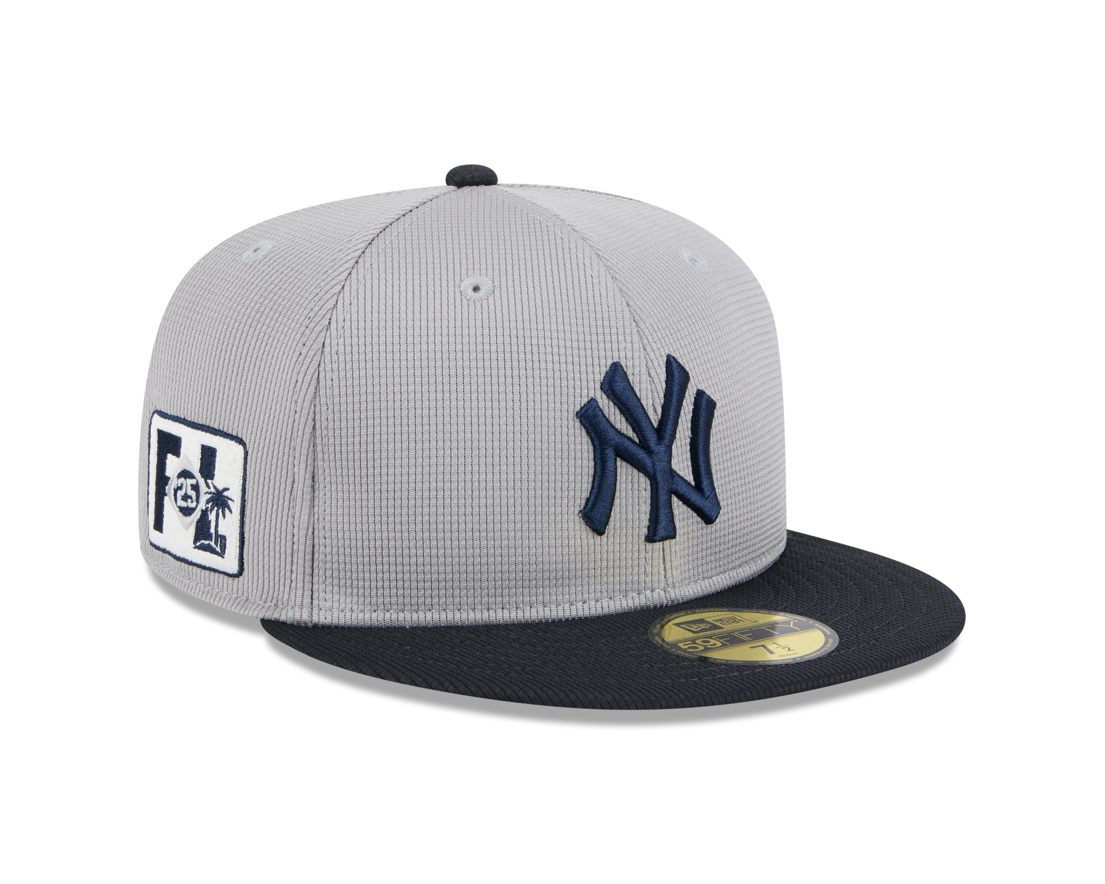 New York Yankees MLB New Era Men's Grey/Navy 59Fifty 2025 Spring Training Fitted Hat