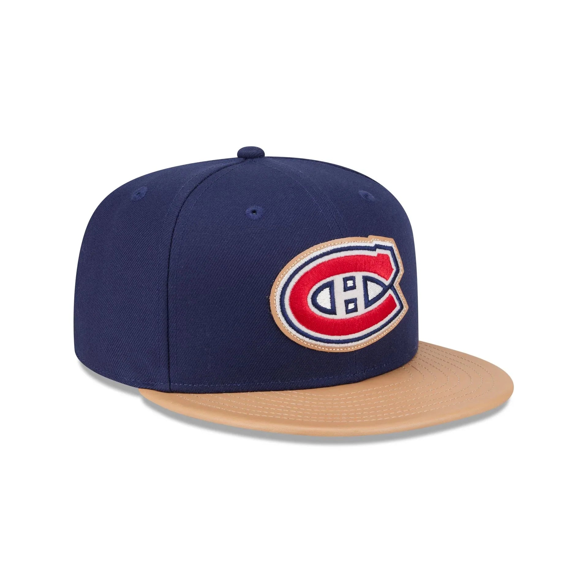 Montreal Canadiens NHL New Era Men's Royal Blue/Beige 59Fifty Leather Fitted Hat