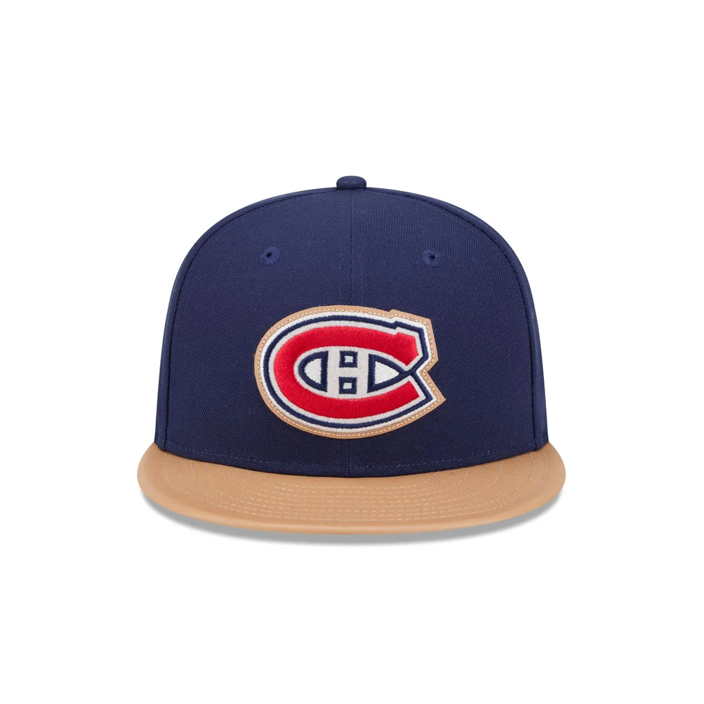 Montreal Canadiens NHL New Era Men's Royal Blue/Beige 59Fifty Leather Fitted Hat