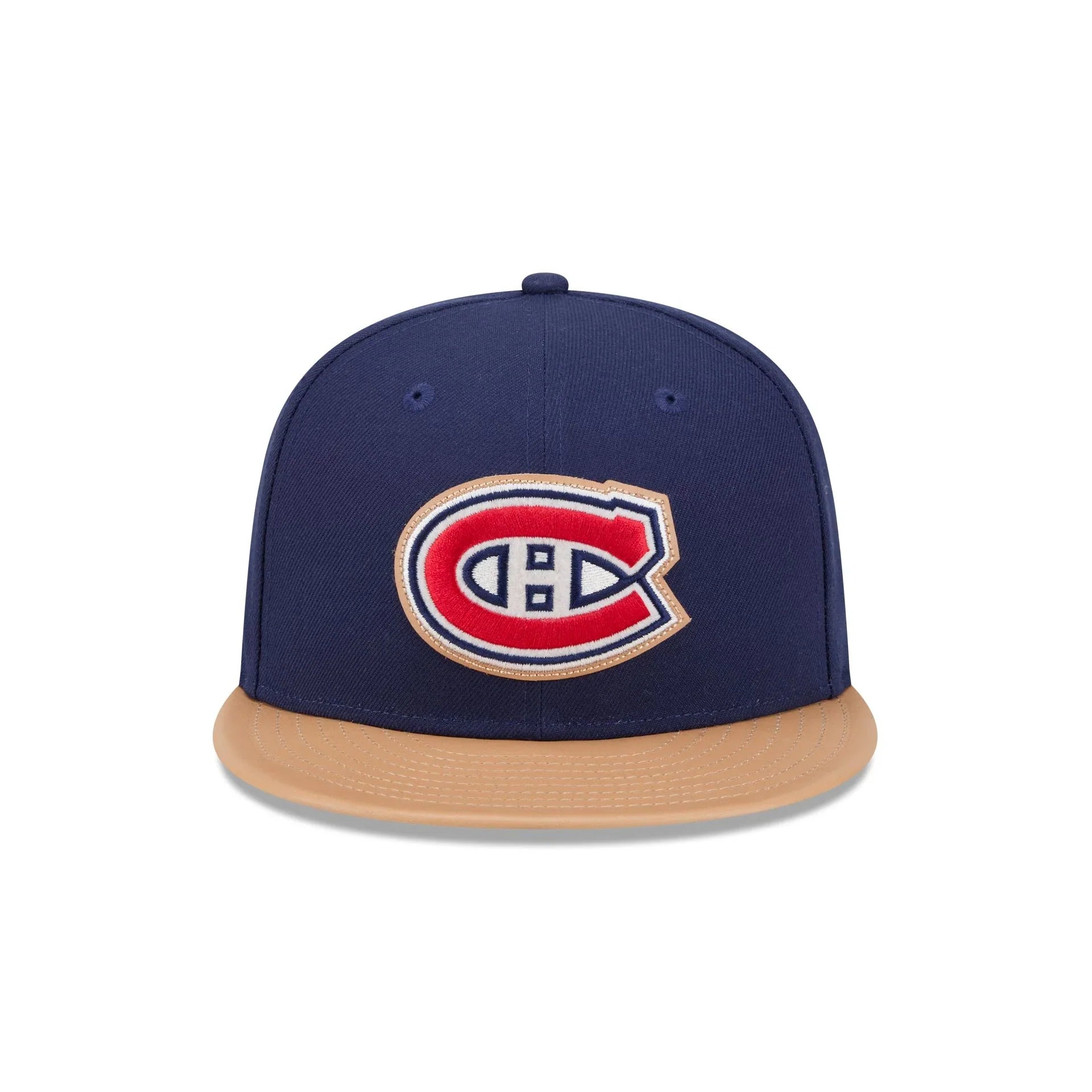 Montreal Canadiens NHL New Era Men's Royal Blue/Beige 59Fifty Leather Fitted Hat