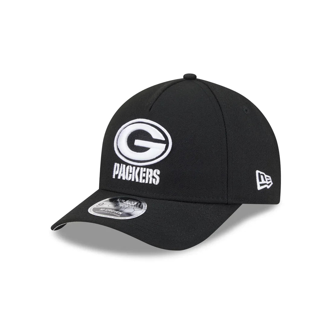 New Era Green Bay Packers M-Crown A-FRAME 9FORTY Adjustable Hat-Black/White