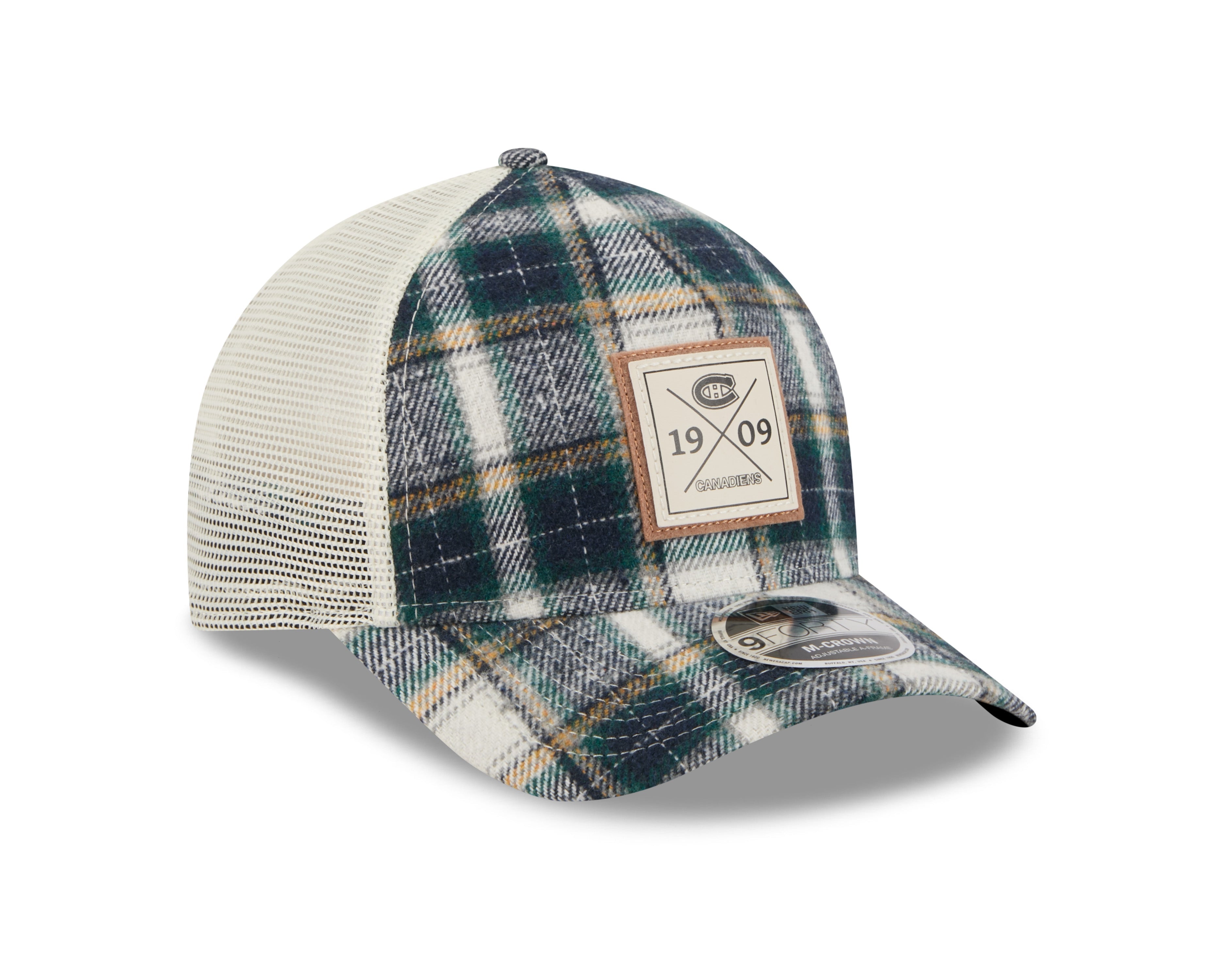 Montreal Canadiens NHL New Era Men's Plaid 9FORTY M-Crown A-Frame Trucker Hat