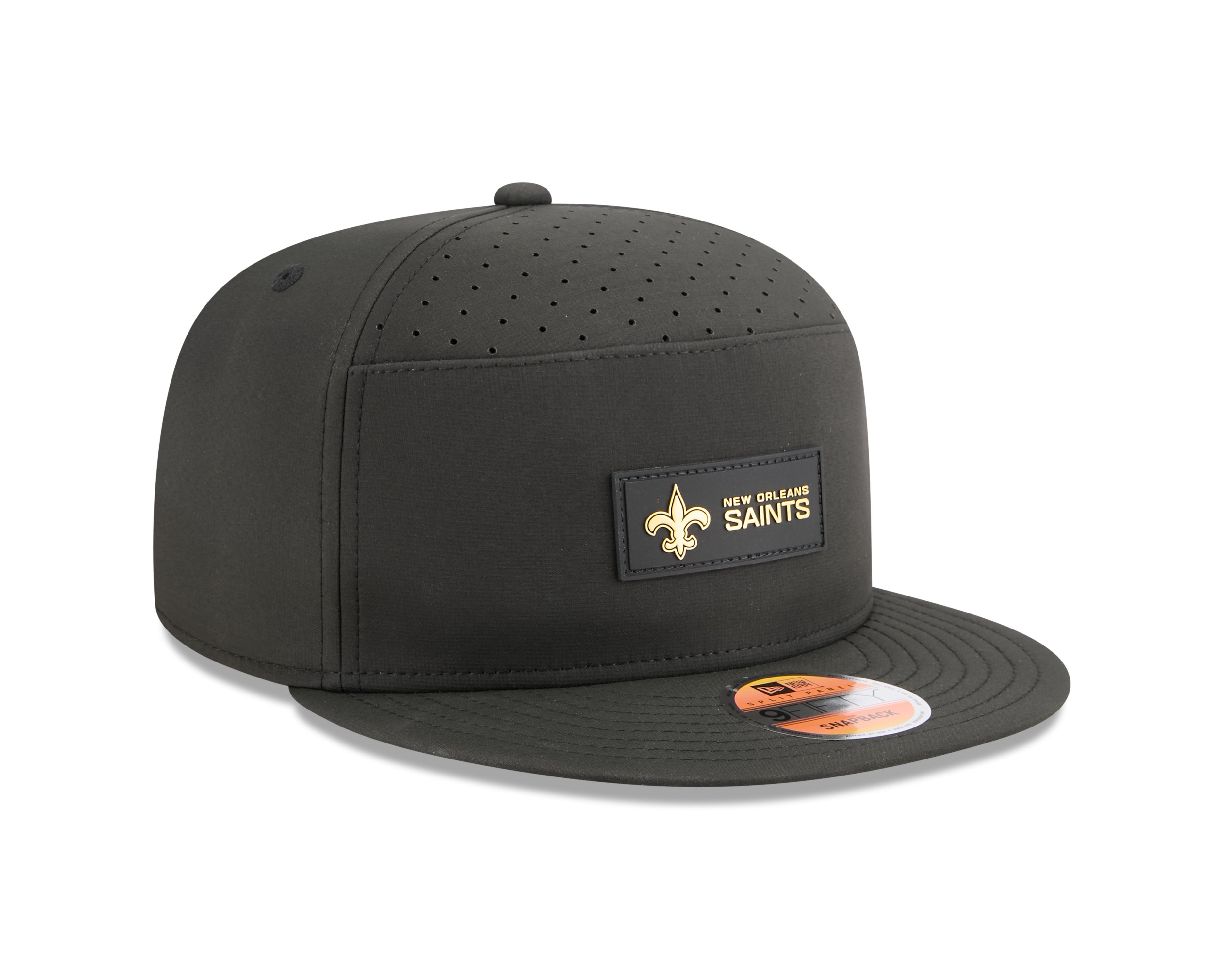 New Orleans Saints NFL New Era Men's Black 9Fifty 2025 Sideline Hot Weather Split Panel Snapback