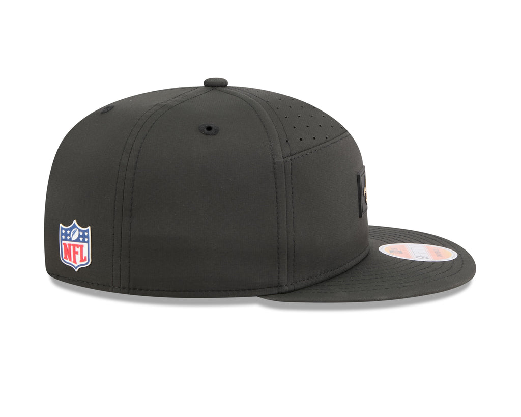 New Orleans Saints NFL New Era Men's Black 9Fifty 2025 Sideline Hot Weather Split Panel Snapback