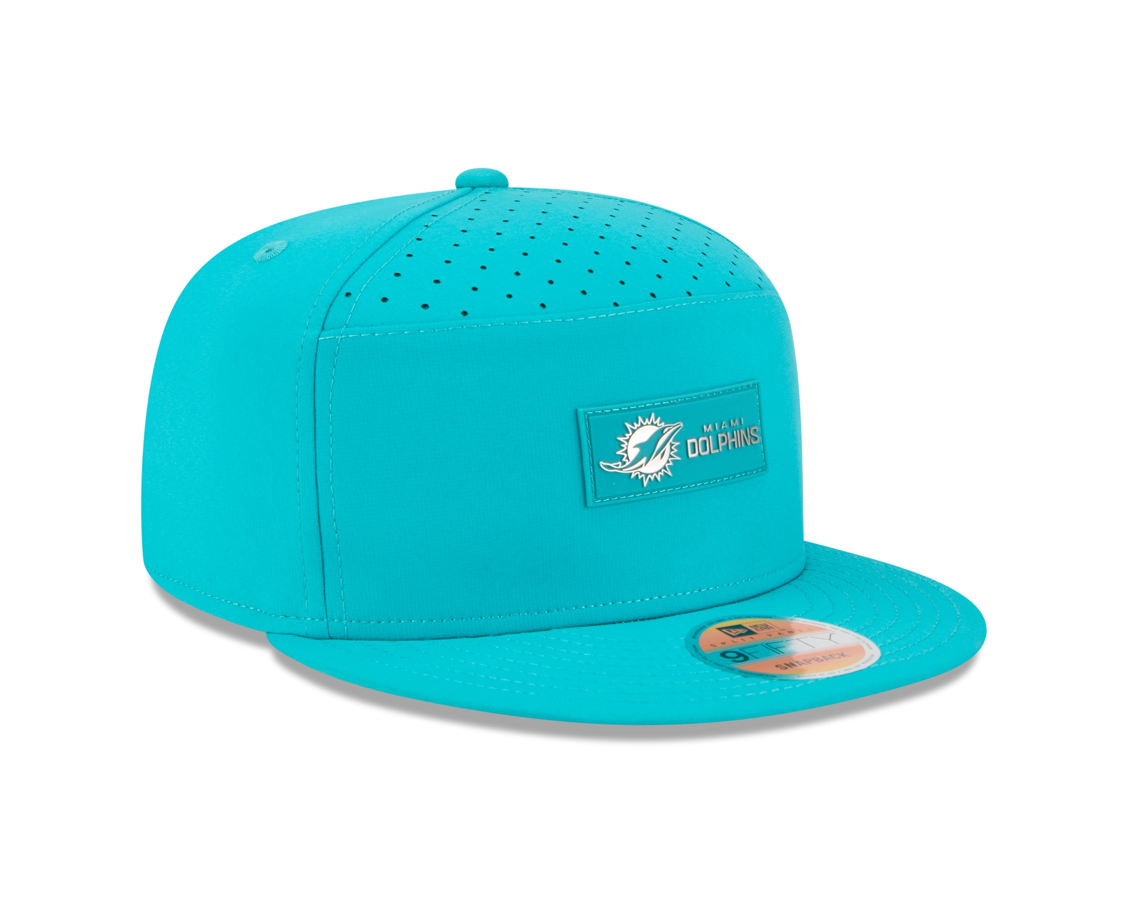 Miami Dolphins NFL New Era Men's Teal 9Fifty 2025 Sideline Hot Weather Split Panel Snapback