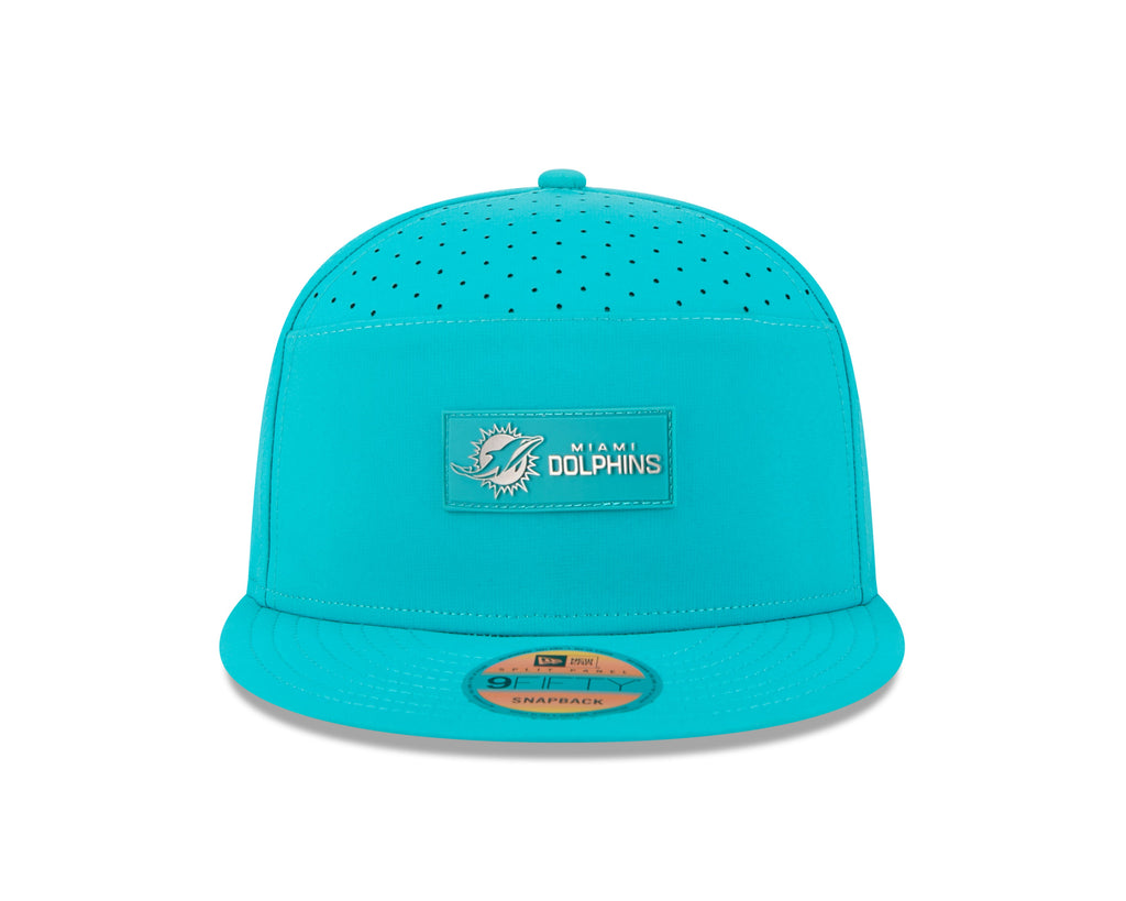 Miami Dolphins NFL New Era Men's Teal 9Fifty 2025 Sideline Hot Weather Split Panel Snapback