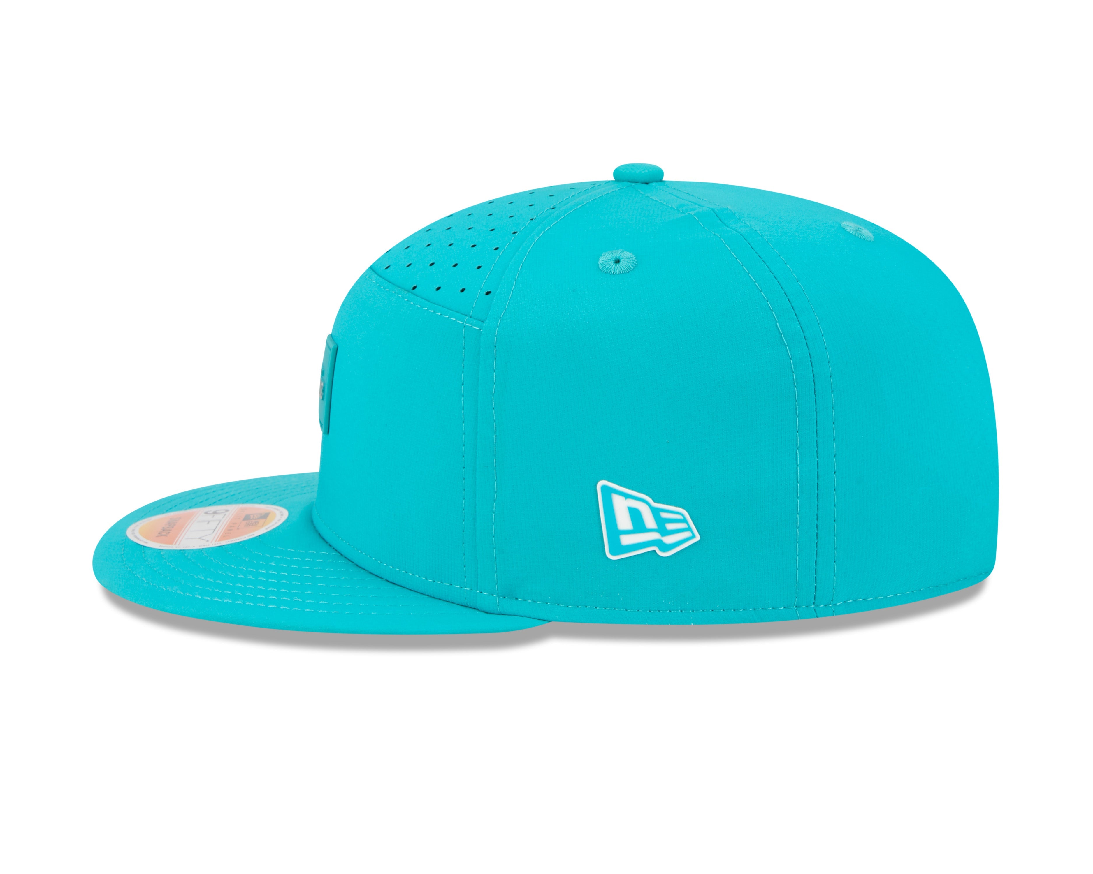 Miami Dolphins NFL New Era Men's Teal 9Fifty 2025 Sideline Hot Weather Split Panel Snapback
