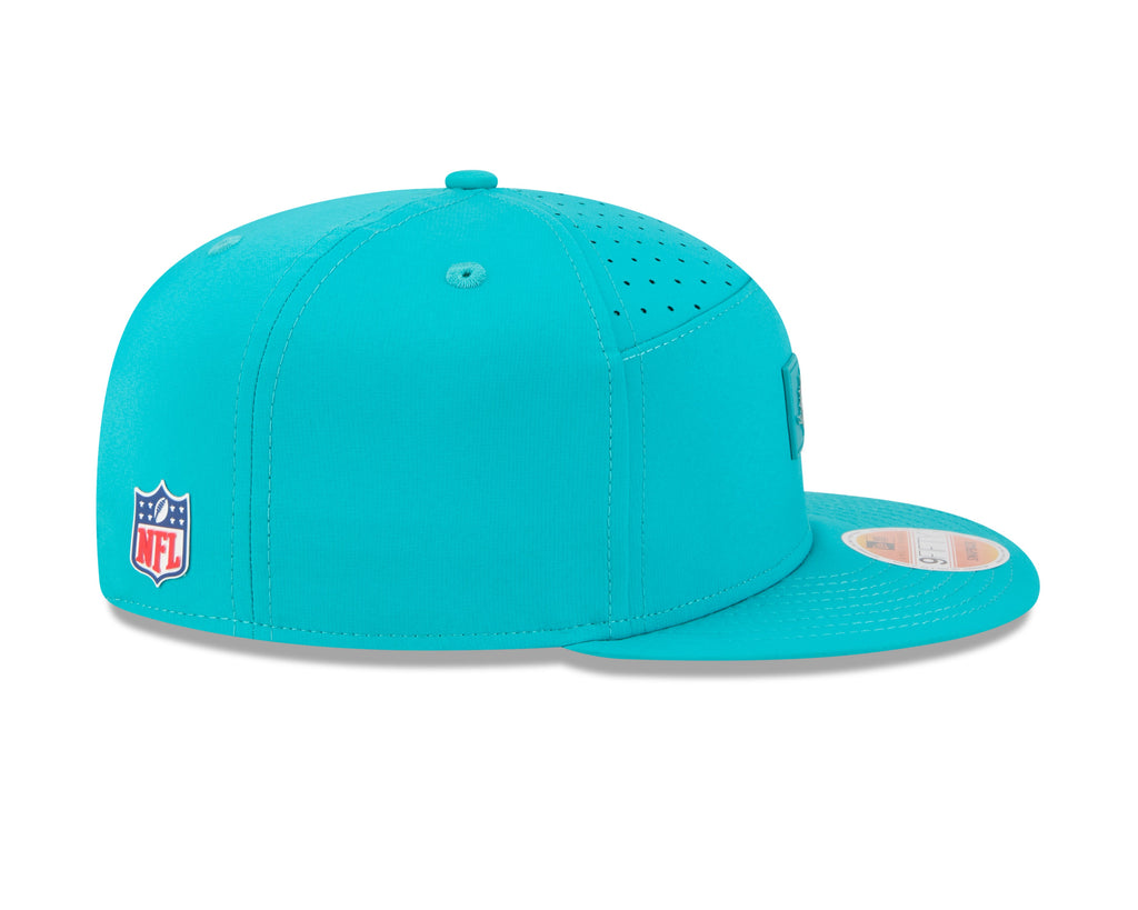 Miami Dolphins NFL New Era Men's Teal 9Fifty 2025 Sideline Hot Weather Split Panel Snapback