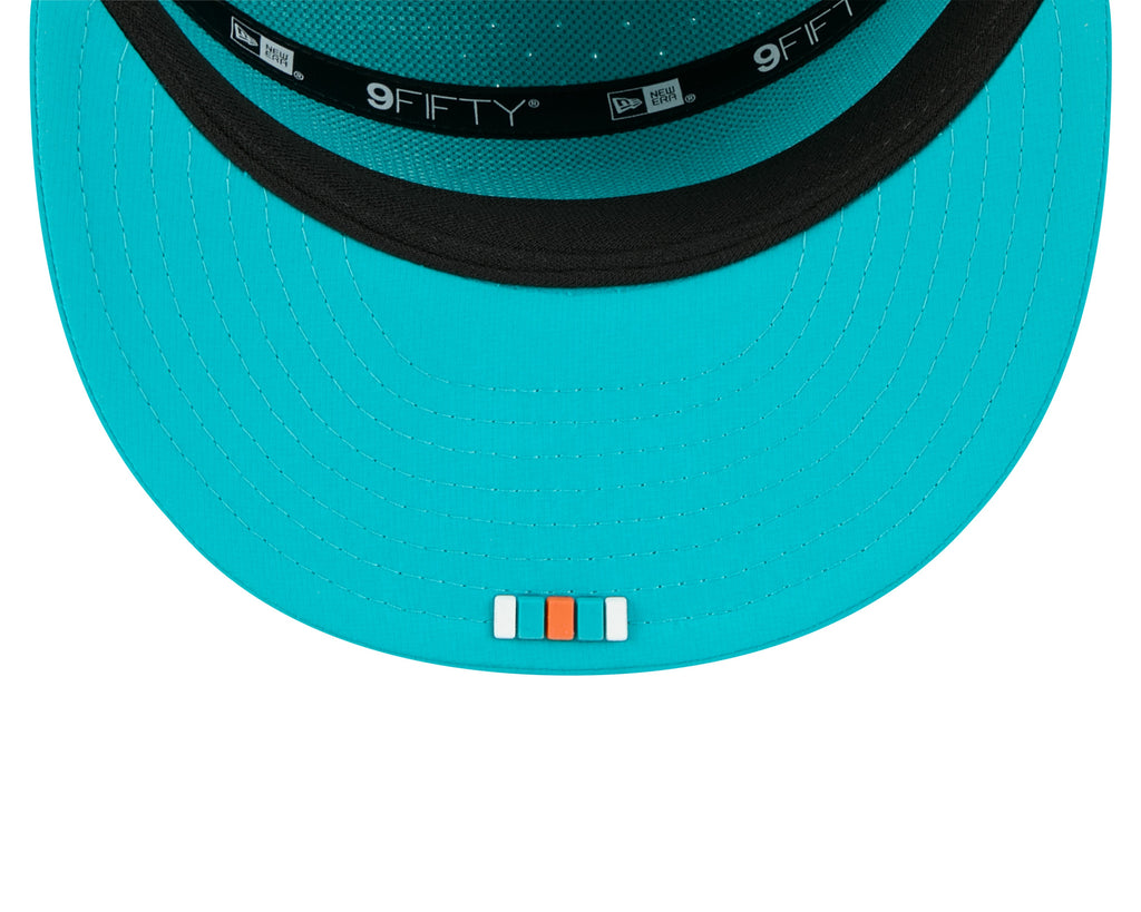 Miami Dolphins NFL New Era Men's Teal 9Fifty 2025 Sideline Hot Weather Split Panel Snapback