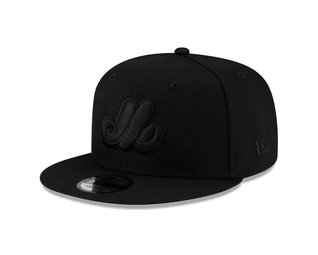 Montreal Expos MLB New Era Men's Black on Black 59Fifty Fitted Hat