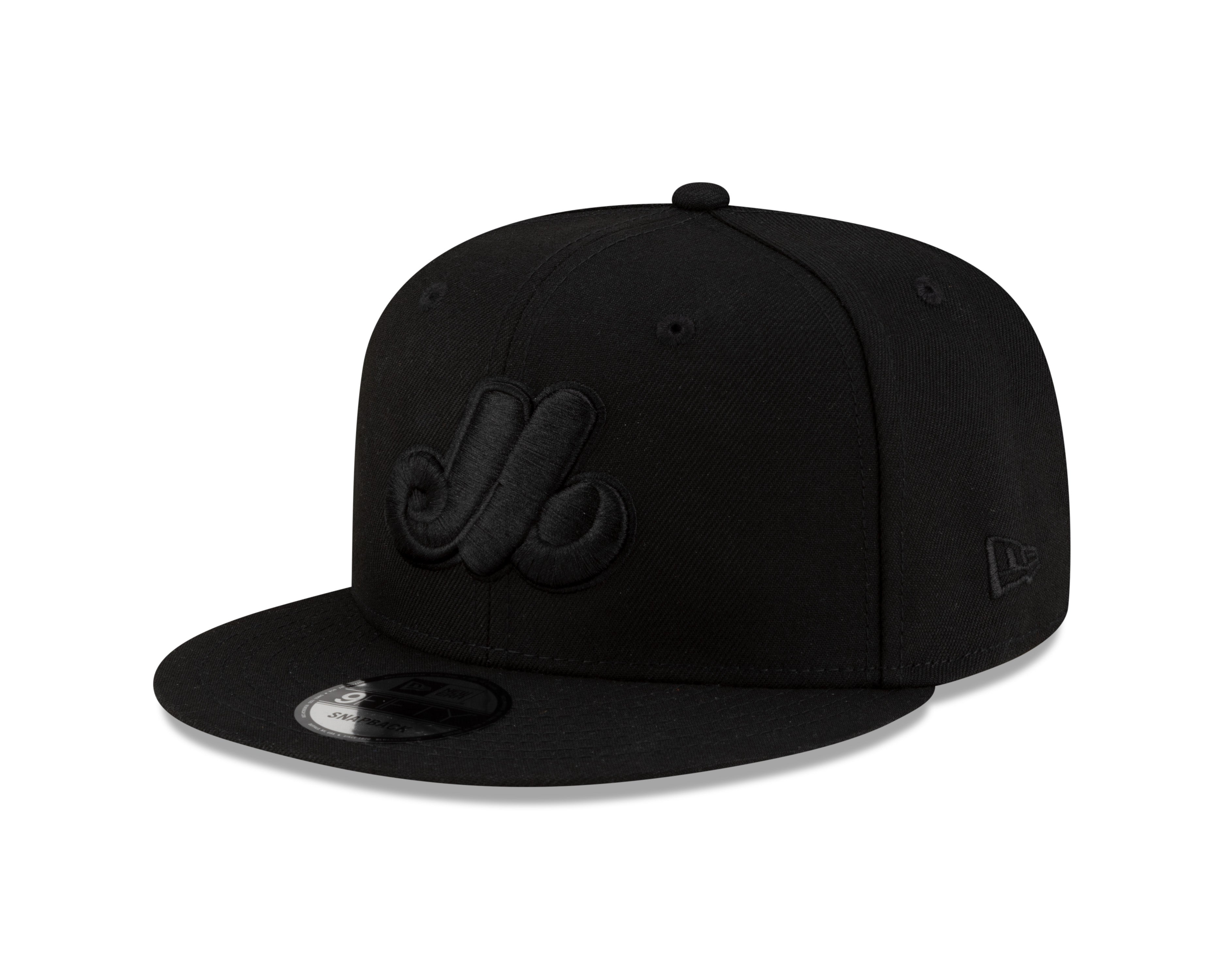 Montreal Expos MLB New Era Men's Black on Black 59Fifty Fitted Hat