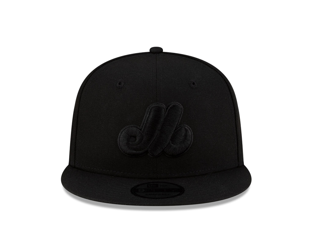 Montreal Expos MLB New Era Men's Black on Black 59Fifty Fitted Hat