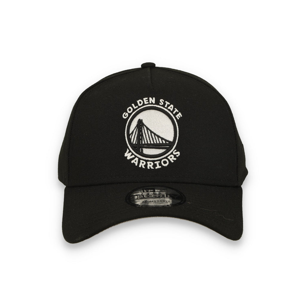 New Era Golden State Warriors 9FORTY A-Frame Snapback Hat-Black/White
