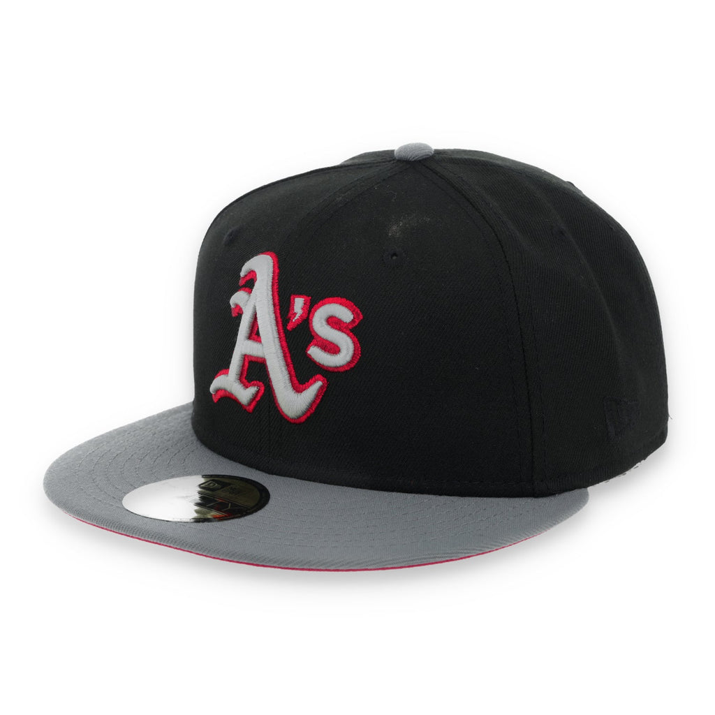 New Era Oakland Athletics 50th Anniversary Series Side Patch Metallic 59FIFTY Fitted Hat- Black/Grey/Red