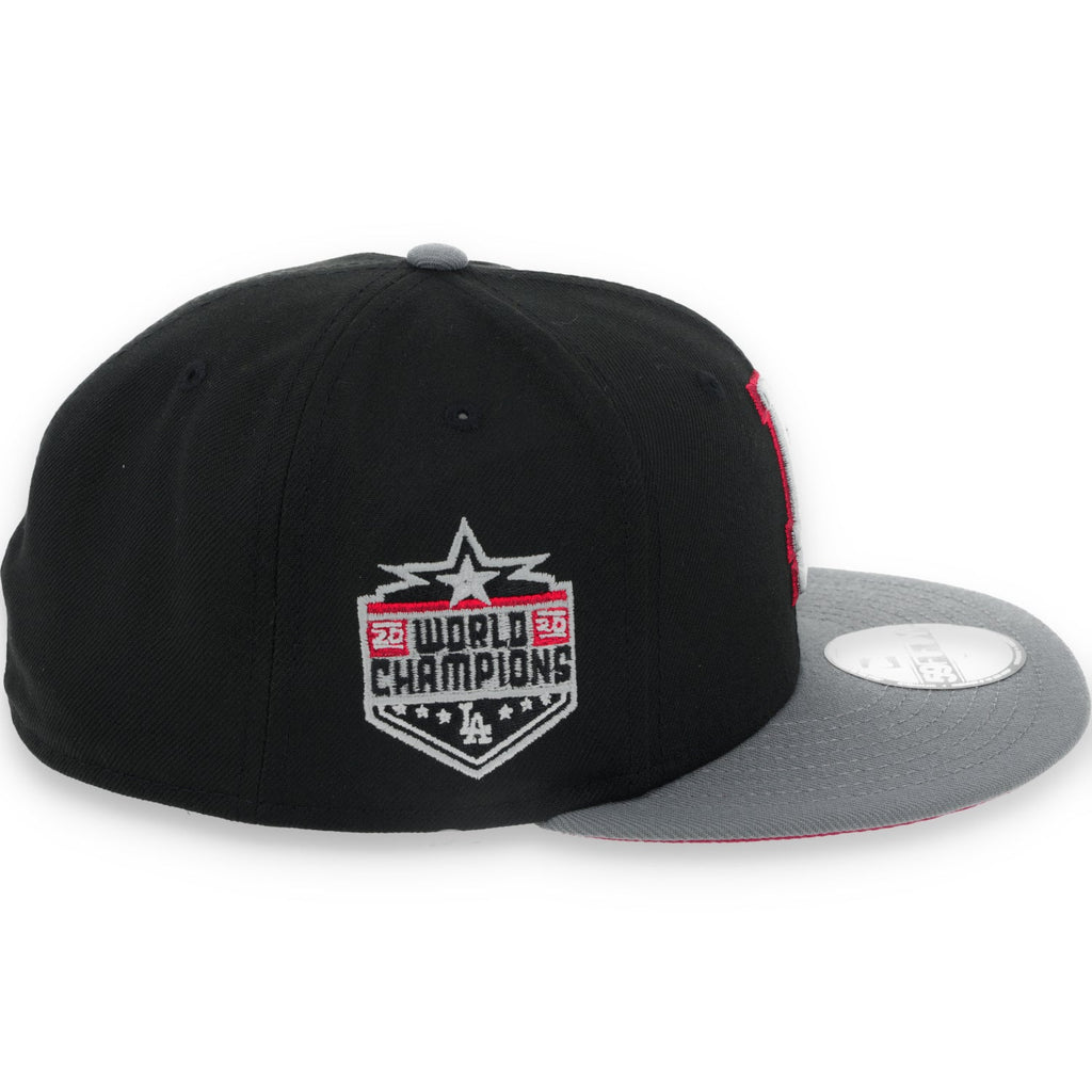 New Era Los Angeles Dodgers 2020 World Series Side Patch Metallic 59FIFTY Fitted Hat- Black/Grey/Red