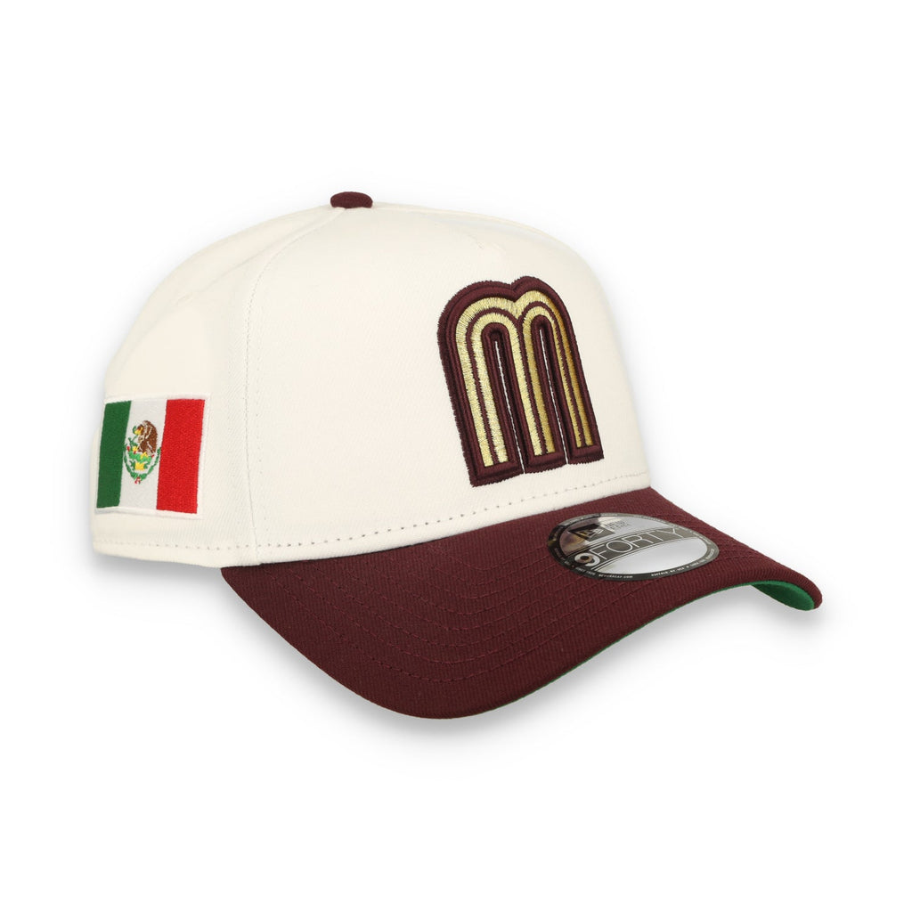 New Era Mexico WBC 9FORTY A-Frame Snapback Hat-White/Maroon