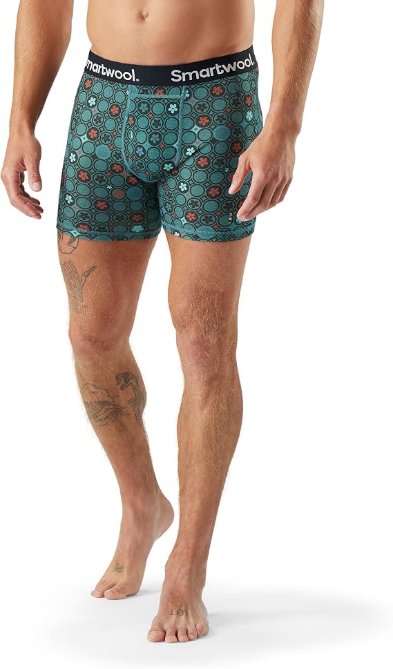 Smartwool - Merino Print Boxer Brief Boxed - Men's - Dusty Teal Geo Floral