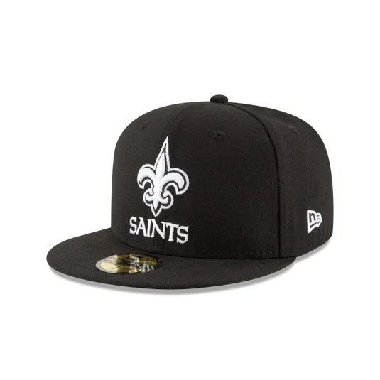 New Era New Orleans Saints XLIV Super Bowl Side Patch 59FIFTY Black & White Hat