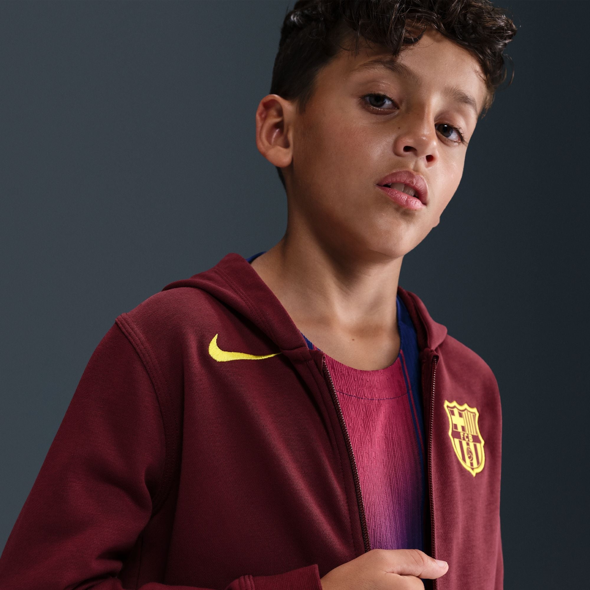 Nike FC Barcelona Club Fourth Big Kids' (Boys') Soccer Full-Zip Hoodie