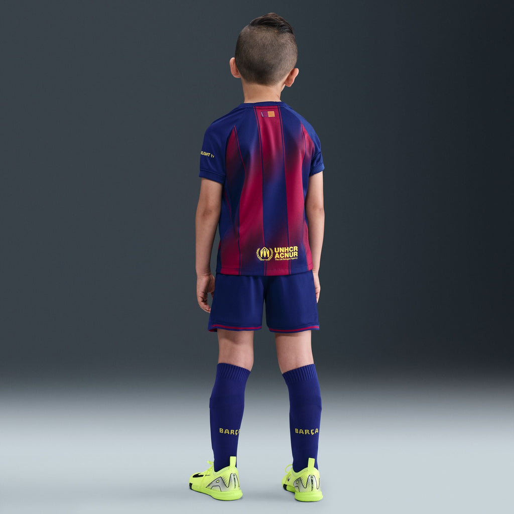 Nike FC Barcelona 2025/26 Stadium Home Little Kids' Soccer Replica 3-Piece Kit