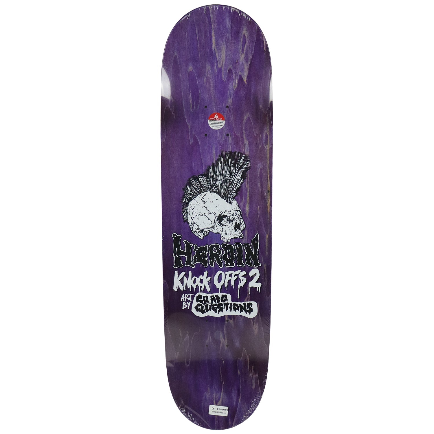Heroin Skateboard Deck Aaron Wilson KO2 Skull Priest 8.5" x 32.2"