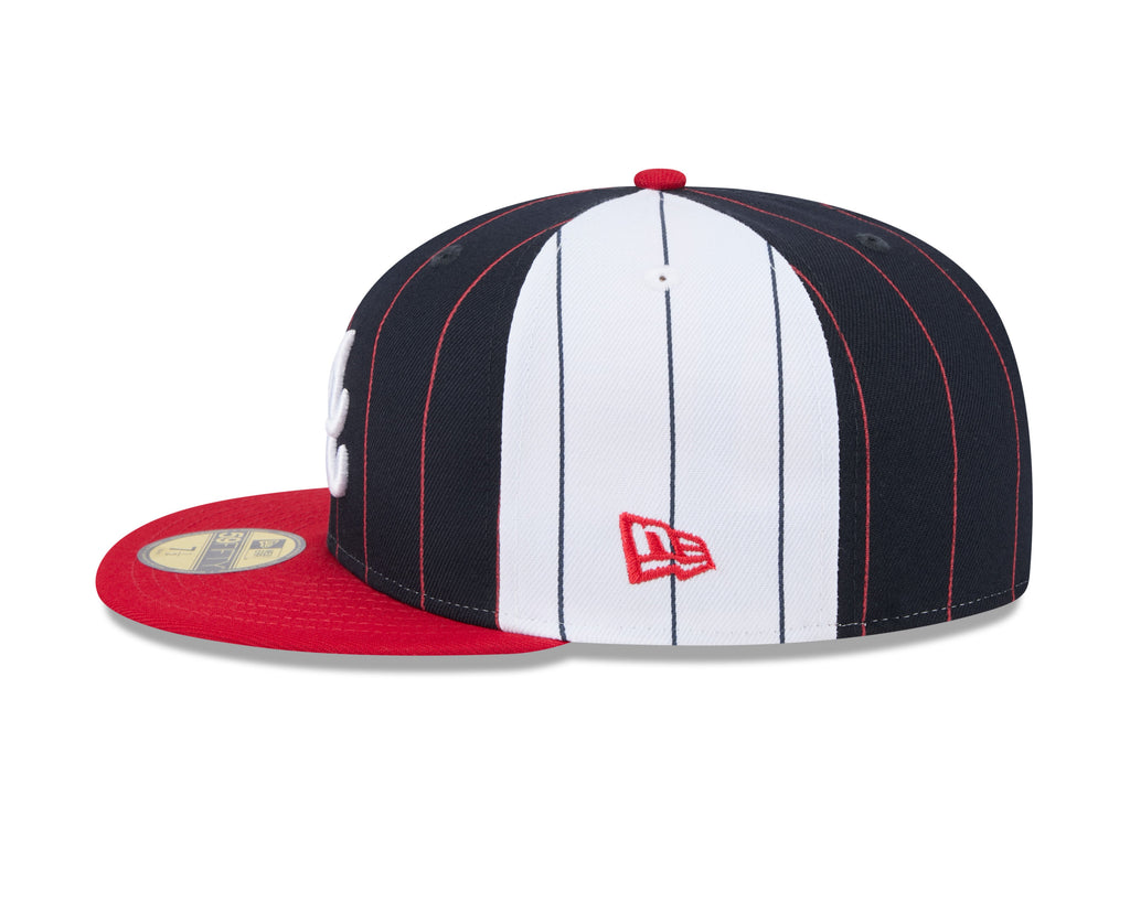 Atlanta Braves MLB New Era Men's Navy 59Fifty Two Tone Pinstripe Fitted Hat