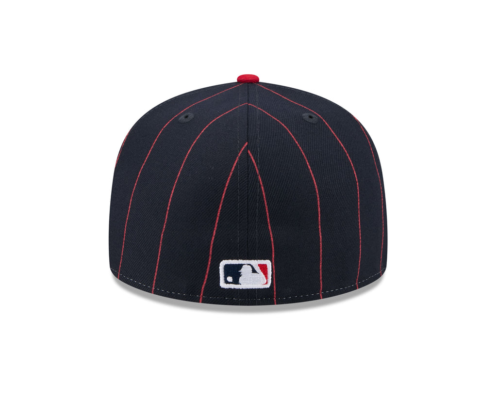 Atlanta Braves MLB New Era Men's Navy 59Fifty Two Tone Pinstripe Fitted Hat