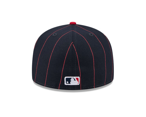 Atlanta Braves MLB New Era Men's Navy 59Fifty Two Tone Pinstripe Fitted Hat
