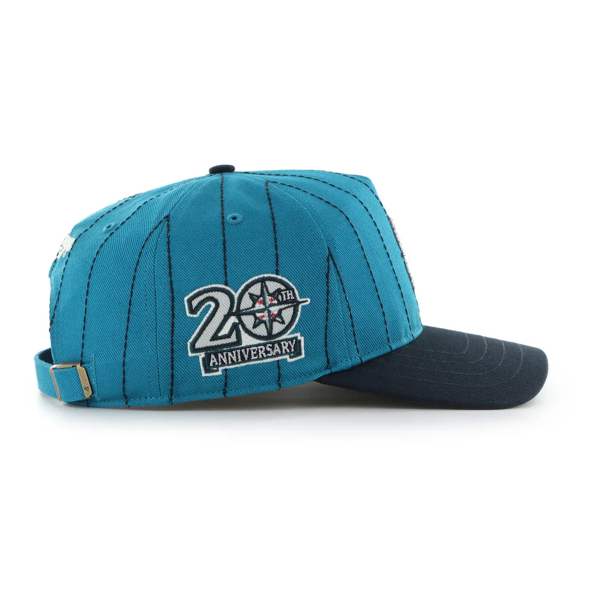 Seattle Mariners MLB 47 Brand Men's Teal Rawlings Pinstripe Hitch Adjustable Hat