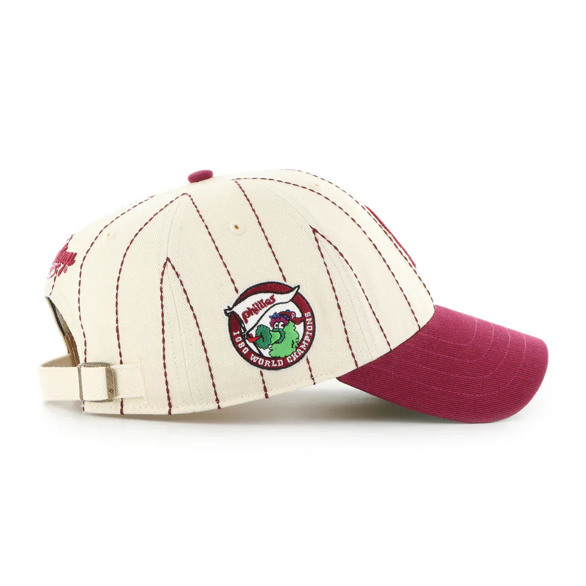Philadelphia Phillies MLB 47 Brand Men's Beige Rawlings Pinstripe Clean Up Adjustable Hat